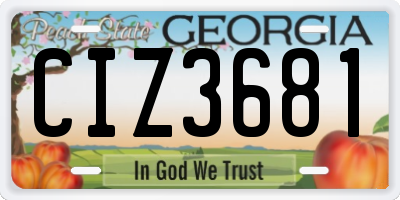 GA license plate CIZ3681