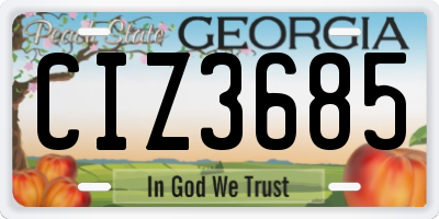 GA license plate CIZ3685