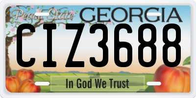 GA license plate CIZ3688