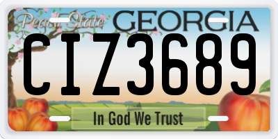 GA license plate CIZ3689
