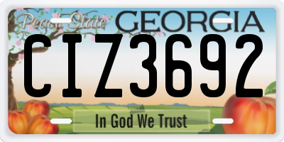 GA license plate CIZ3692