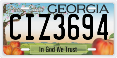 GA license plate CIZ3694