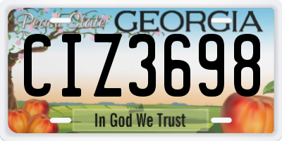 GA license plate CIZ3698