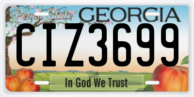 GA license plate CIZ3699