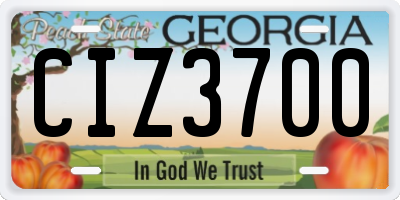 GA license plate CIZ3700