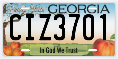 GA license plate CIZ3701