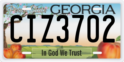 GA license plate CIZ3702