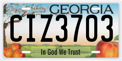 GA license plate CIZ3703