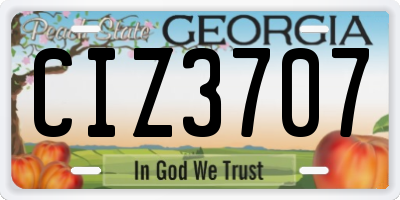 GA license plate CIZ3707