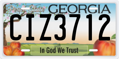 GA license plate CIZ3712