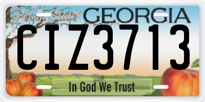 GA license plate CIZ3713