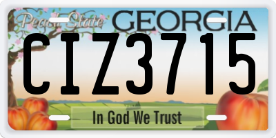 GA license plate CIZ3715