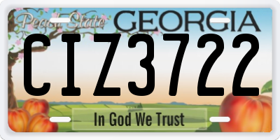 GA license plate CIZ3722