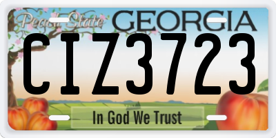 GA license plate CIZ3723