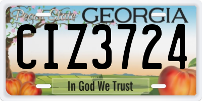 GA license plate CIZ3724