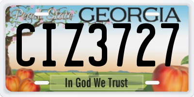 GA license plate CIZ3727