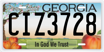 GA license plate CIZ3728