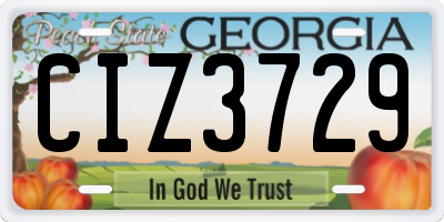 GA license plate CIZ3729