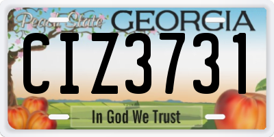 GA license plate CIZ3731