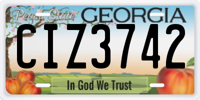 GA license plate CIZ3742