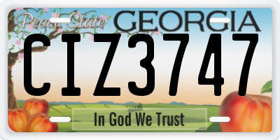 GA license plate CIZ3747