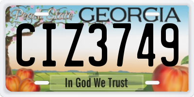 GA license plate CIZ3749