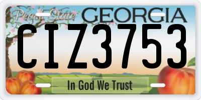 GA license plate CIZ3753