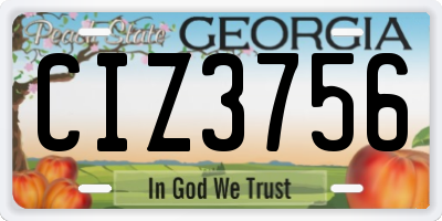 GA license plate CIZ3756