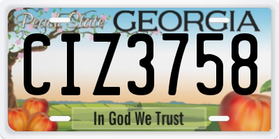 GA license plate CIZ3758