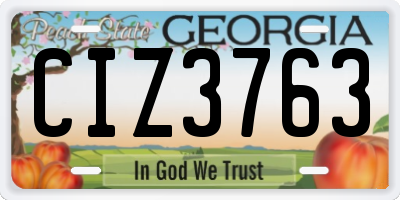 GA license plate CIZ3763