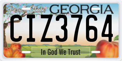 GA license plate CIZ3764