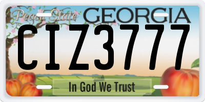 GA license plate CIZ3777