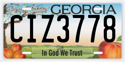 GA license plate CIZ3778