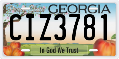 GA license plate CIZ3781