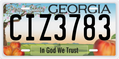 GA license plate CIZ3783