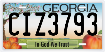 GA license plate CIZ3793
