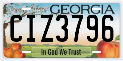 GA license plate CIZ3796