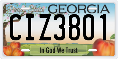 GA license plate CIZ3801