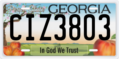 GA license plate CIZ3803