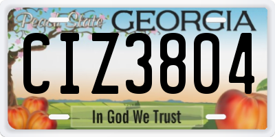 GA license plate CIZ3804