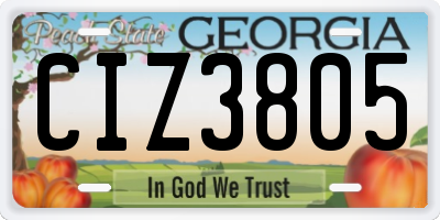 GA license plate CIZ3805