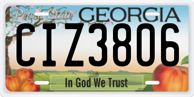 GA license plate CIZ3806