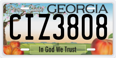 GA license plate CIZ3808
