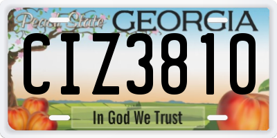 GA license plate CIZ3810