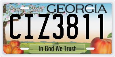 GA license plate CIZ3811