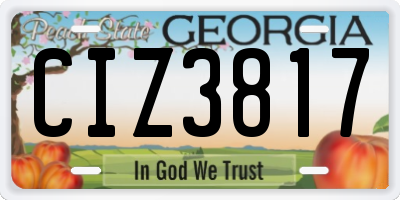 GA license plate CIZ3817