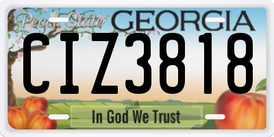 GA license plate CIZ3818