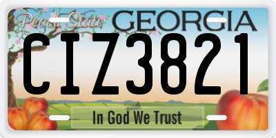 GA license plate CIZ3821