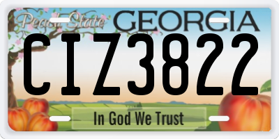 GA license plate CIZ3822