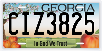 GA license plate CIZ3825